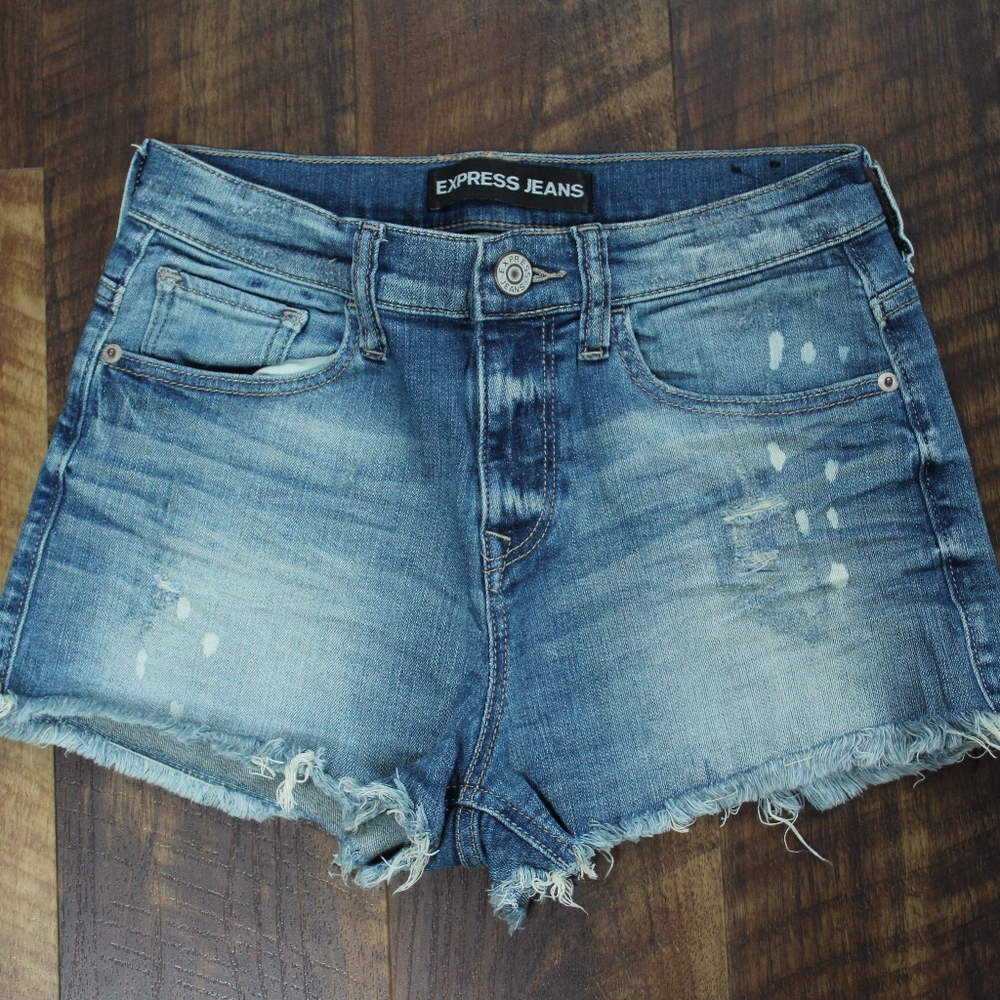 Express High-Rise Distressed Cut-Off Shorts